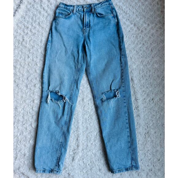 Wild Fable Womens Super High Rise Distressed Mom Medium Wash Cotton Jeans Small - Picture 4 of 13